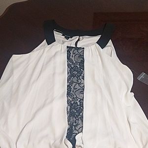 White blouse with black lace size L